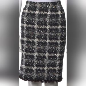 ◇$2,790 OSCAR DE LA RENTA EXQUISITE WOOL GENUINE MINK TRIM SILK RUNWAY SKIRT 8